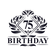 75 years Birthday Logo, Luxury 75th Birthday Celebration.