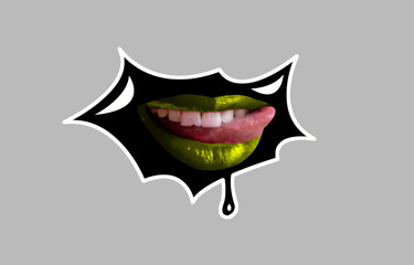 Trend Stickers, Decals - Female lips in pop art style