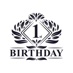 1 year Birthday Logo, Luxury 1st Birthday Celebration.