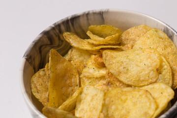 chips on a white background