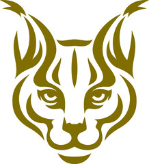 Simple Design of Caracal Head Line Art Style Logo