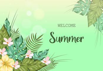 Realistic floral summer background design