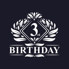 3 years Birthday Logo, Luxury 3rd Birthday Celebration.