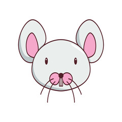 Vector illustration of a cute cartoon rat’s face. Isolated on white background. Cute  animal set