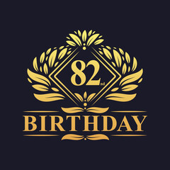 82 years Birthday Logo, Luxury Golden 82nd Birthday Celebration.