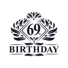 69 years Birthday Logo, Luxury 69th Birthday Celebration.