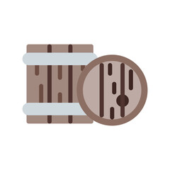 wooden barrel flat icon