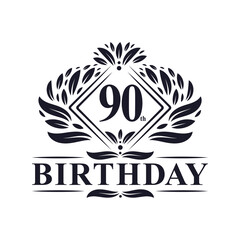90 years Birthday Logo, Luxury 90th Birthday Celebration.