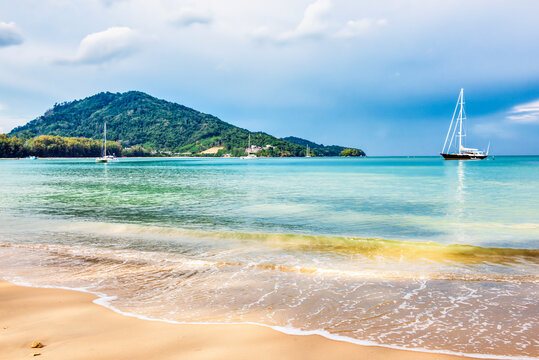Scenic seascape of Nai Yang Beach near Phuket International Airport, SIrinart National Park, Phuket Island, Thailand