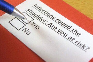 One person is answering question about infections around the shoulder.