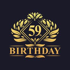 59 years Birthday Logo, Luxury Golden 59th Birthday Celebration.