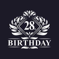 28 years Birthday Logo, Luxury 28th Birthday Celebration.