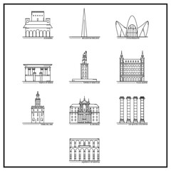 set of spain landmarks