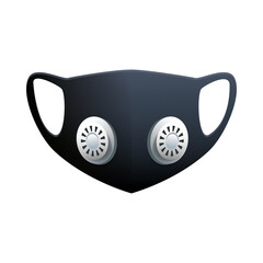 black medical mask protection accessory with filters line style