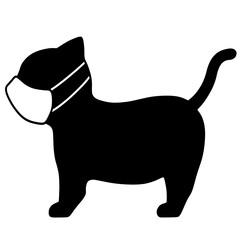 マスクをつけた猫 シルエット	
