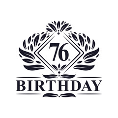 76 years Birthday Logo, Luxury 76th Birthday Celebration.