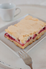 Delicious home made tart with red currants and meringue
