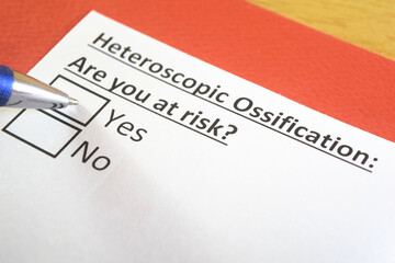 Fototapeta premium One person is answering question about heteroscopic ossification.