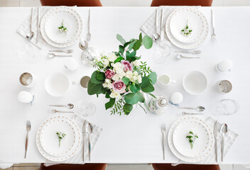 Beautiful table setting in dining room