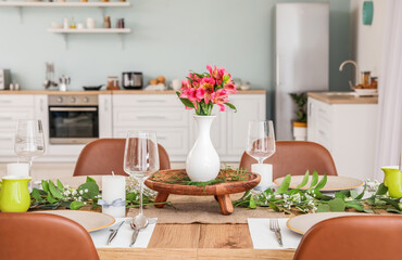 Beautiful table setting in dining room