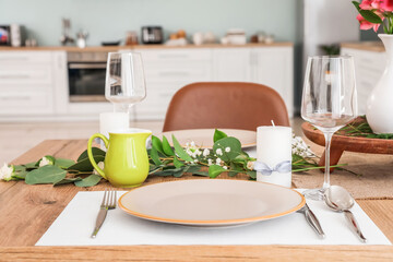 Beautiful table setting in dining room