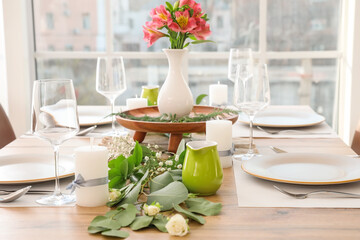 Beautiful table setting in dining room