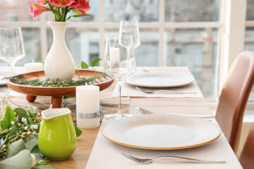 Beautiful table setting in dining room