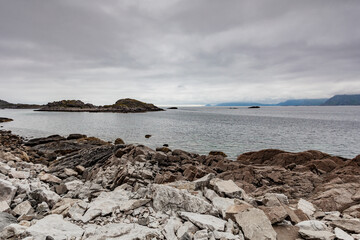 Rocky coast. Lofoten islands landscape, Norway
