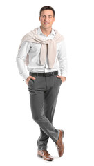 Fototapeta premium Portrait of handsome businessman on white background
