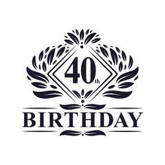 40 years Birthday Logo, Luxury 40th Birthday Celebration.