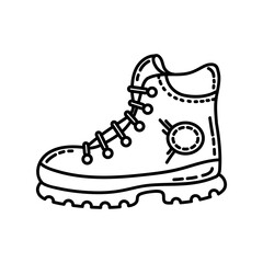 Hiking boot flat line icon. Camping or hiking element vector isolated image on white background. Glyph pictogram for web, mobile and infographics