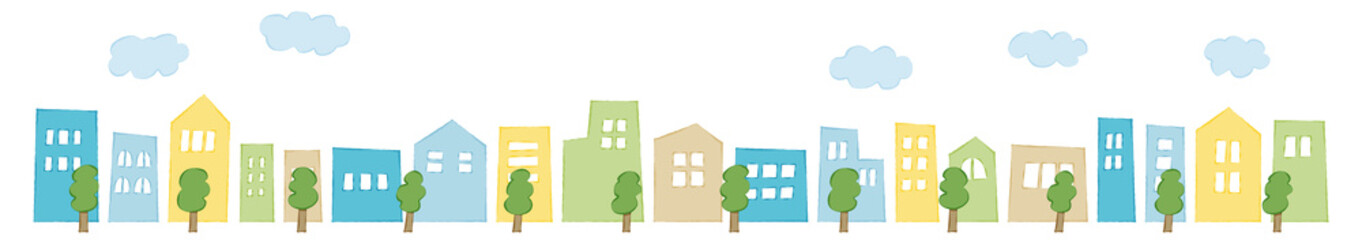 ベクター　シンプルでかわいい街並みのイラスト