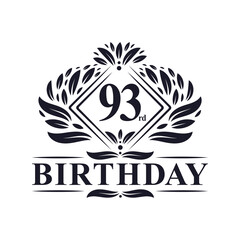 93 years Birthday Logo, Luxury 93rd Birthday Celebration.