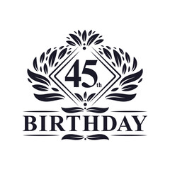45 years Birthday Logo, Luxury 45th Birthday Celebration.