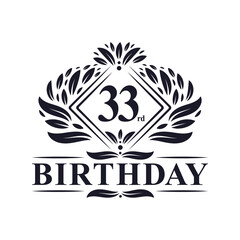 33 years Birthday Logo, Luxury 33rd Birthday Celebration.