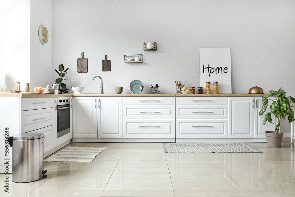 Sticker stylish interior of modern kitchen