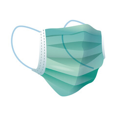 green medical mask protection accessory line style icon