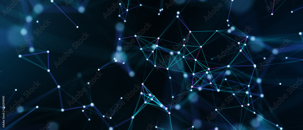 Poster abstract futuristic - technology with polygonal shapes on dark blue background. design digital techn