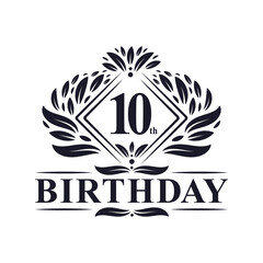 10 years Birthday Logo, Luxury 10th Birthday Celebration.