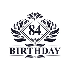 84 years Birthday Logo, Luxury 84th Birthday Celebration.
