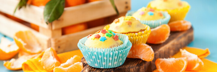 Cakes on a table, Selective focus, Copy space.
