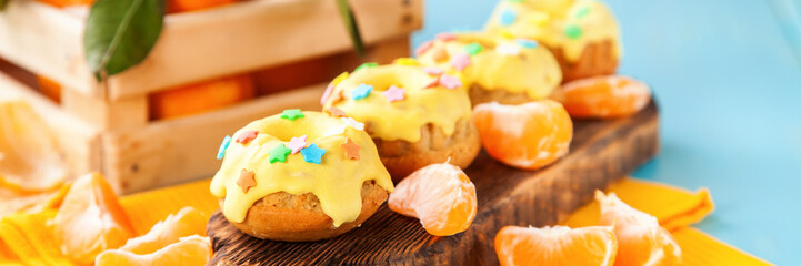 Cakes on a table, Selective focus, Copy space.
