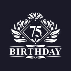 75 years Birthday Logo, Luxury 75th Birthday Celebration.