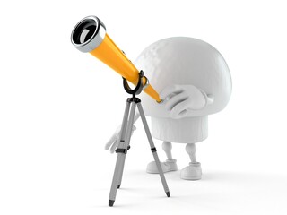 Champignon character looking through a telescope