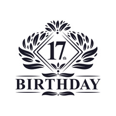 17 years Birthday Logo, Luxury 17th Birthday Celebration.