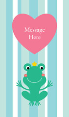 cute prince frog valentine message card vector