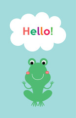 cute frog hello greeting card