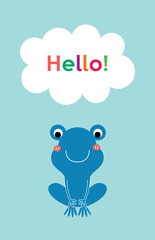 cute frog hello greeting card