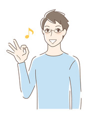 笑顔でOKサインを出す男性