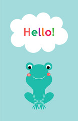 cute frog hello greeting card